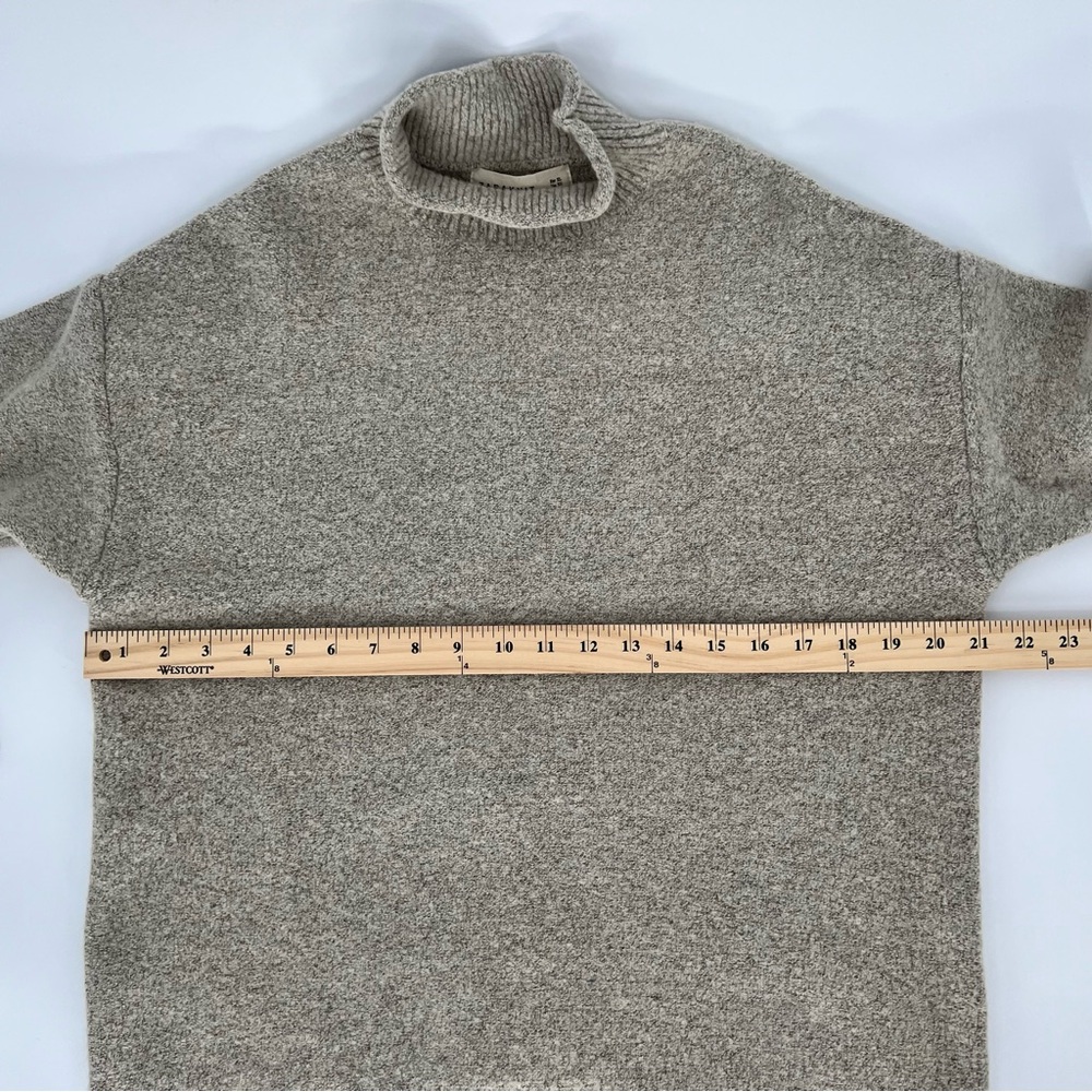 Zara Women's Bell Sleeve Mock Neck Knit Sweater Size XL Oatmeal Pullover Cozy - Picture 9 of 11